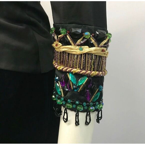 Emporio Armani Womens Blazer Jacket 1-Button Ruched Beaded Cuffs Rayon Sz 36 (2) - Picture 2 of 7